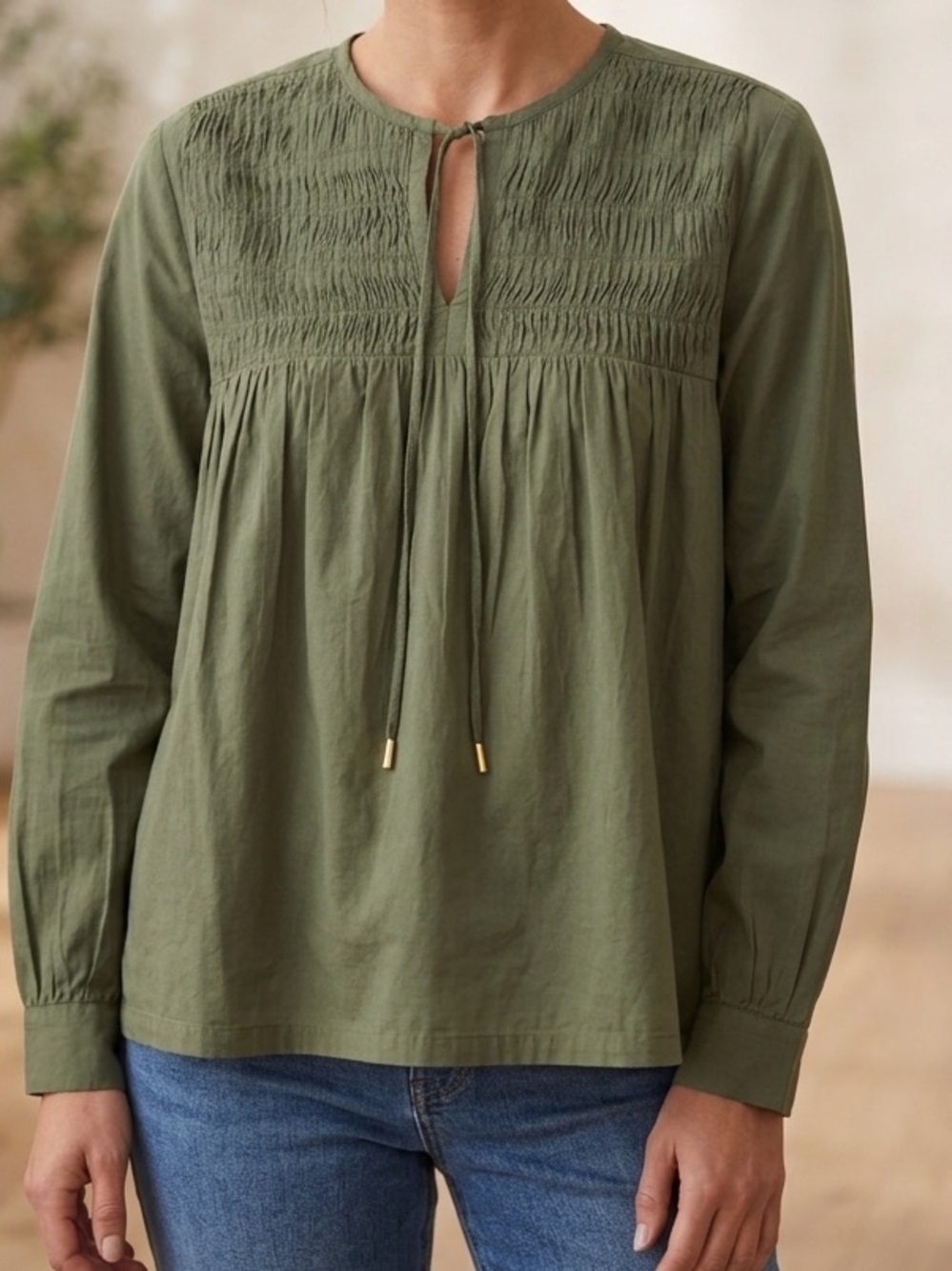 CIRCLE of TRUST Olive Green Peasant Blouse BNWT